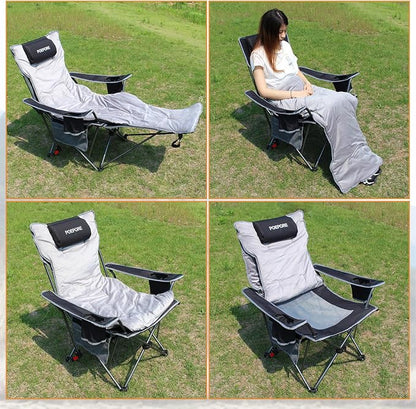 Reclining Camping Chair with Removable Footrest Lounge Chair with Headrest - Image 7