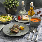 Gibson Elite Matisse Double Bowl Dinnerware Set, Service for 4 (16pcs), Green