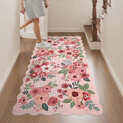 DUKINO 2x4 Rug for Entryway, Floral Washable Kitchen Rugs Non Slip, Low Pile - Image 4