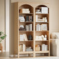Arched Set of 2 Bookshelf with 5 Tier Open Shelves, Living Room, Natural Oak by JMHDYG