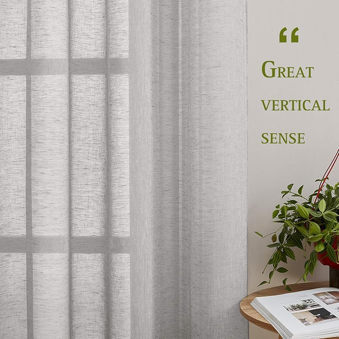 NICETOWN Grommet Sheer Curtains Natural Linen Blend Texture, Privacy - Image 5