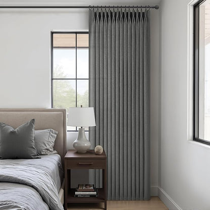Natural Linen Semi Sheer Ceiling Curtains 102 Inches Long 2 Panels - Image 7