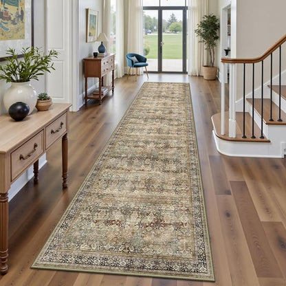 2x10 Hallway Runner Rug, Washable Vintage Retro Long Runner Rugs - Image 3
