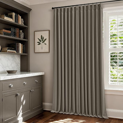 Taupe Pleated Linen Blackout Curtains 84 Inch Long - Image 7