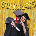 BRAVESHINE Gold Tinsel Foil Fringe Curtains - 2Pcs 3.2x8.2ft Holidays Photo Backdrop for Men 60th Birthdays/Bridal Wedding/Engagement/Anniversary/Hawaiian/Luau/Christmas/New Years Party Decorations