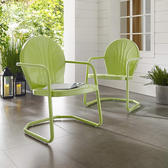Crosley Furniture Griffith Outdoor Chair, Retro Metal Patio Chairs - Image 8