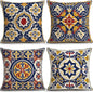 OBSEDE Throw Pillow Covers Set of 4, 18x18 Inch Blue and Yellow Mediterranean by OBSEDE