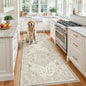Madane Hallway Runner 3x8, Kitchen Rugs Washable Entry Rug, Ivory/Brown | by Madane