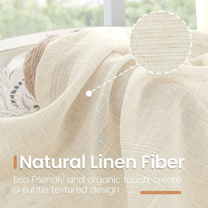 BGment Beige Linen Curtains 80 Inches Long - Image 3