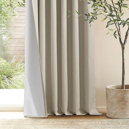 Extra Wide Burlywood Birch Pleated Blackout Linen 60 x 84 Inch Curtains | 100% - Image 8
