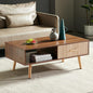 Coffee Table with Storage, Mid Century Boho Wood Center Table with Open Storage by Ganooly