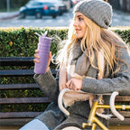 IDEUS Insulated Stainless Steel Water Bottle with 2 Leak-Proof Lids, Thermal Water Flask for Hiking Biking, 24oz, Violet