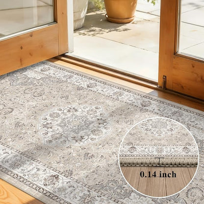Washable 2x4 Entryway Area Rugs: Vintage Water Resistant Kitchen Rug Non-Slip - Image 5