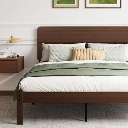 BOSRII 14in High Solid Bamboo Wood Platform Full Size Bed Frame by FORYOURBETTERSLEEP