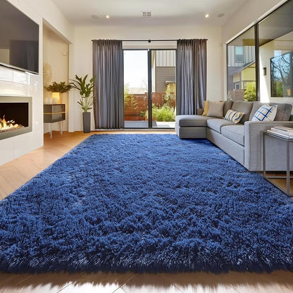 Amdrebio Navy Blue Large Area Rug 8x10 by Amdrebio