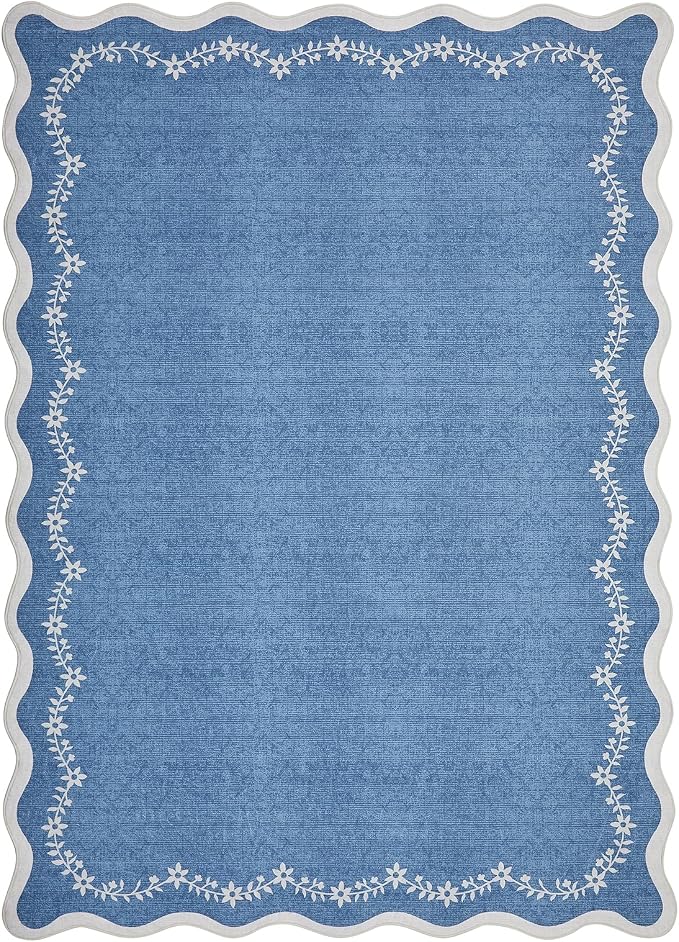 GarveeHome 3x5 Scalloped Washable Area Rug Non Slip Bedroom Entryway Rug | Soft - Image 4