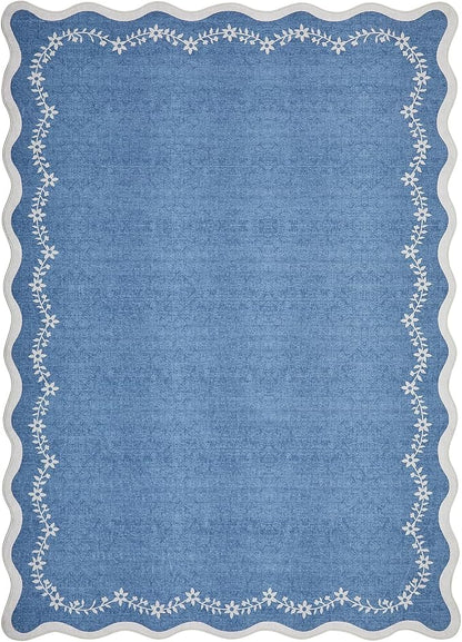 GarveeHome 3x5 Scalloped Washable Area Rug Non Slip Bedroom Entryway Rug | Soft - Image 4