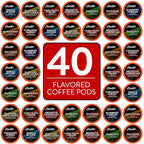 Brooklyn Beans Flavored Coffee Pods Assorted Gourmet Variety Pack, Compatible with 2.0 Keurig K Cup Brewers, 40 Count