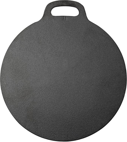 Victoria 15-Inch Cast Iron Tawa Dosa Pan, Pizza Pan with a Loop Handle, Crepe Tawa Preseasoned with Flaxseed Oil, Made in Colombia