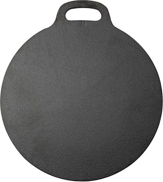 Victoria 15-Inch Cast Iron Tawa Dosa Pan, Pizza Pan with a Loop Handle, Crepe Tawa Preseasoned with Flaxseed Oil, Made in Colombia