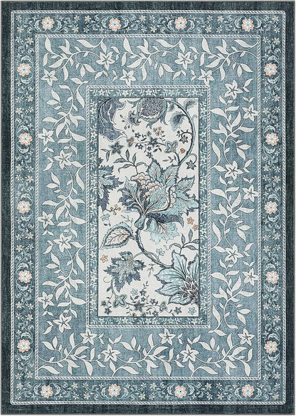 GarveeHome Provence Misty Blue 3x5 Rug Washable Non-Slip Low-Pile Indoor Rugs - Image 5