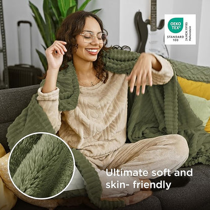 Bedsure Soft Twin XL Blanket for Bed Dorm Moss 66"x90" | Birthday Gifts for - Image 4