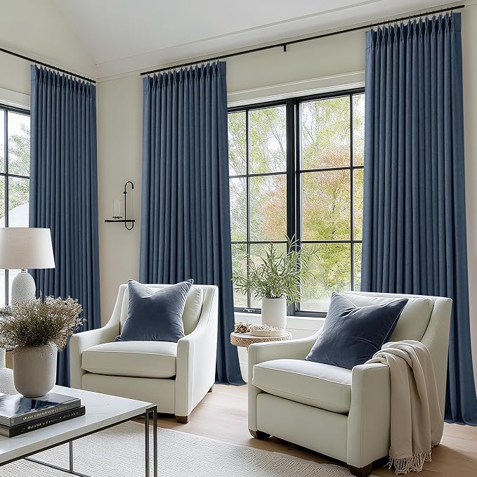 105 Inch Pinch Pleated Blackout Memory Trained Linen Curtains - Image 8