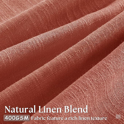 Pinch Pleated Terracotta Linen Curtains 84 Inches Long 2 Panels Firebrick | - Image 3