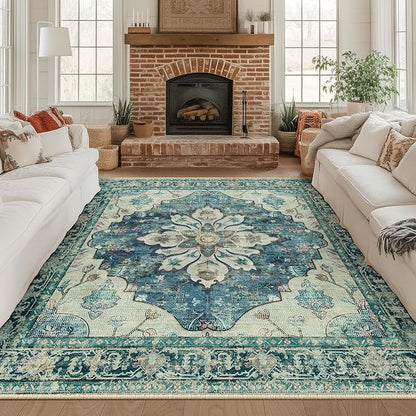 RELEANY Washable Area Rug, Square 8'x8', Water Repellent, Pet Friendly by RELEANY