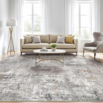 LOONGRUG 6x8 Area Rug Washable Neutral Modern Living Room Rugs Grey Rust | - Image 5
