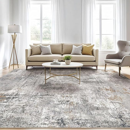 LOONGRUG 6x9 Area Rugs Washable Neutral Modern Living Room Rug Grey Rust | - Image 5