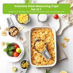 Spring Chef Stainless Steel Measuring Cups Set of 7 with Pour Spout - Nesting Kitchen Tools with Easy Read Markings to Measure Dry or Liquid Ingredients - Metal Measuring Cups for Baking & Cooking