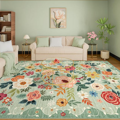 DUKINO 9x12 Area Rug for Living Room, Floral Washable Rug Non Slip, Low Pile - Image 6