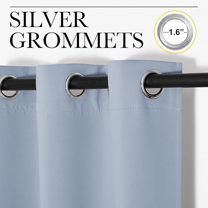 NICETOWN Vintage Blue Blackout Curtains 45 inches Length - Image 3