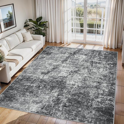 6x9 Area Rugs for Living Room Washable Bedroom Dining Room Black Grey | Modern by Aelenmu