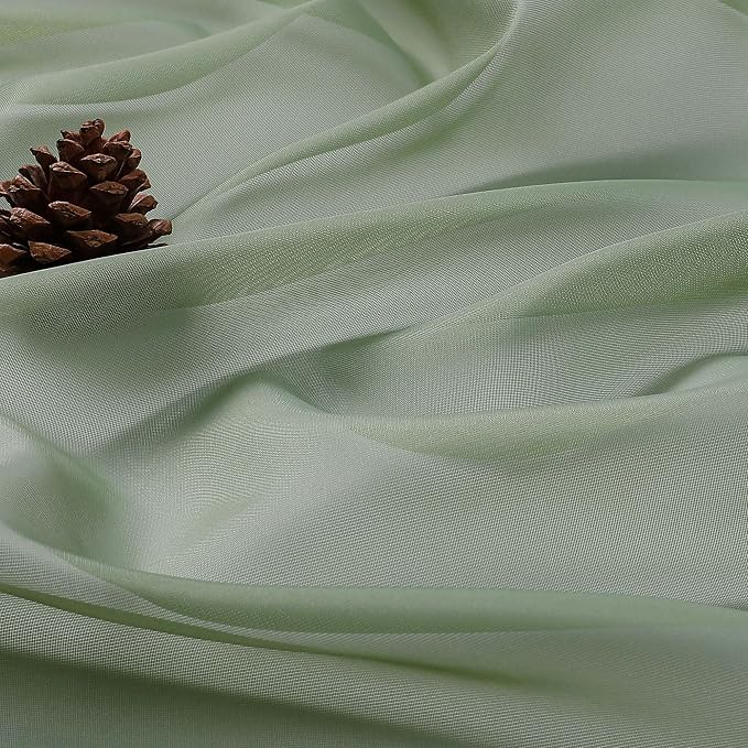 Sage Green Sheer Curtains 84 Inches Long 2 Panels Set, Light Filtering Sheer - Image 5