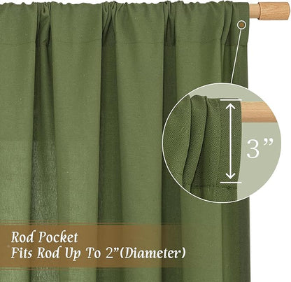 Semi Sheer Linen Curtains 45 Inch Length - Image 3