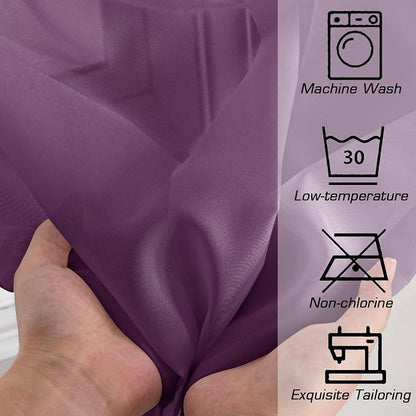 Sheer Curtains 72 Inches Long 2 Panels Set, Transparent Light Filtering Plum - Image 5