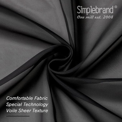 Simplebrand Black Sheer Curtains 63 Inch Length 2 Panels, Rod Pocket Solid - Image 7
