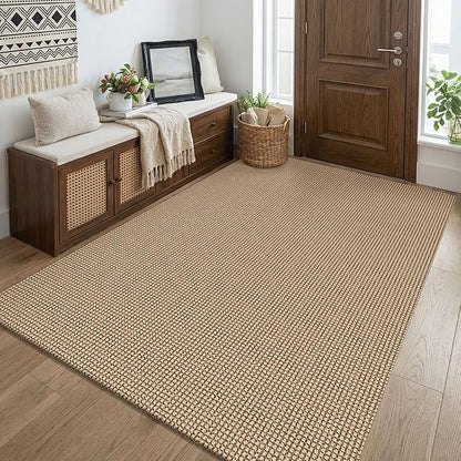KOZYFLY Boho Washable 4x5 Entry Woven Area Rug, Braided Throw Rugs by KOZYFLY