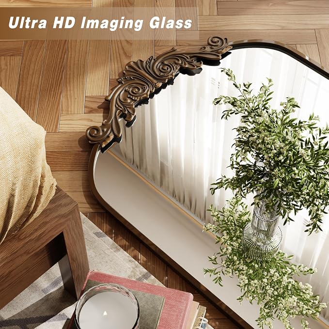 VooBang Vintage Arched Bathroom Mirror, 26x38 Inch Retro Wall Mounted Vanity - Image 3