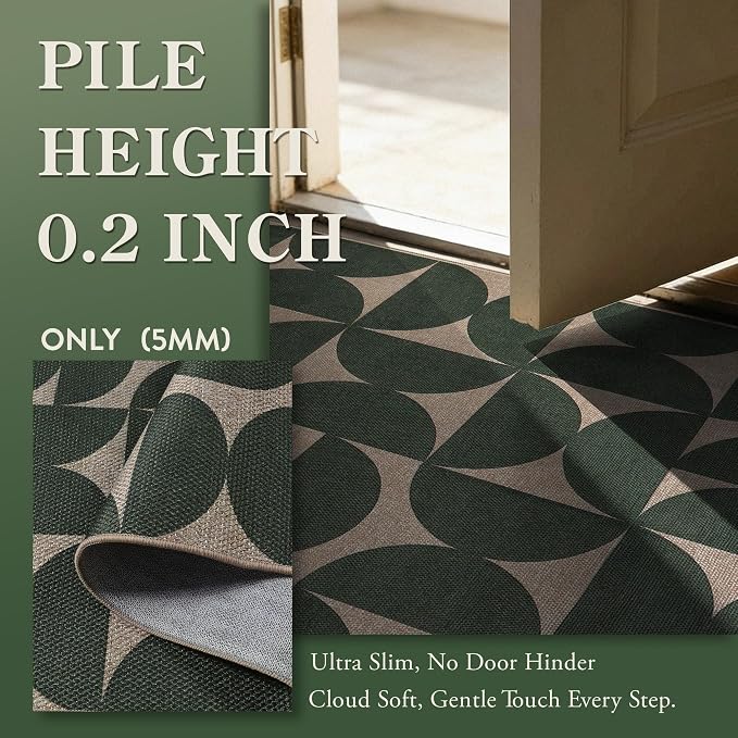 Lahome Green Easy Jute Front Porch Rug, 3x5 Semi Circle Outdoor Rug | Non Slip - Image 4