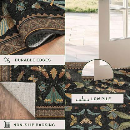 Black Washable Insect Area Rugs 8x10 - Image 5