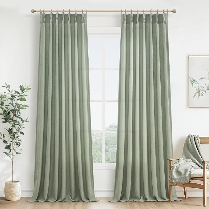 PleatedDrapes Sage Green Farmhouse Curtains by PleatedDrapes