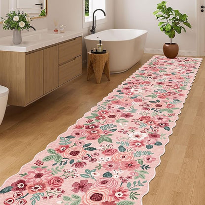 DUKINO 2.6x12 Washable Runner Rug, Floral Non Slip Long Kitchen Rug, Stain - Image 5