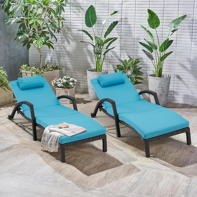 HOMREST Chaise Lounge Chairs Set of 4, PE Rattan Wicker Lounge Chair - Image 8