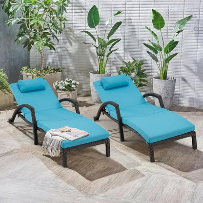 HOMREST Chaise Lounge Chairs Set of 4, PE Rattan Wicker Lounge Chair - Image 8