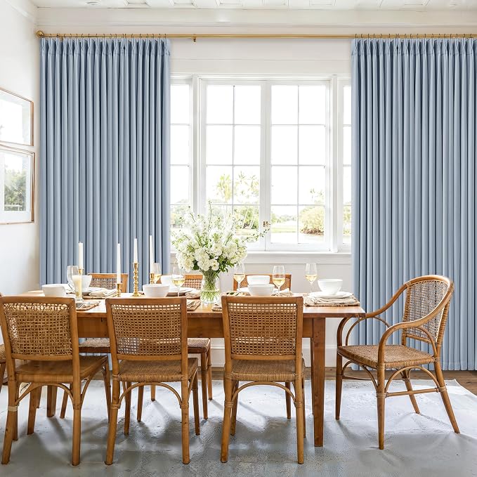 100 Inch Blackout Pinch Pleated Thick Linen Curtains 2 Panel Set | 100% Black - Image 8