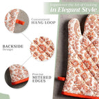 Maison d' Hermine Oven Gloves 100% Cotton Oven Mitt 7" x 13" with Loop Heat Resistant, BBQ, Cooking Gloves, Baking, Grilling, Kitchen, Handling Hot Pans (Pack of 1, Cachemire)