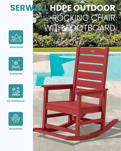 SERWALL Outdoor Rocking Chair, Oversized Rocking Chair - Image 4